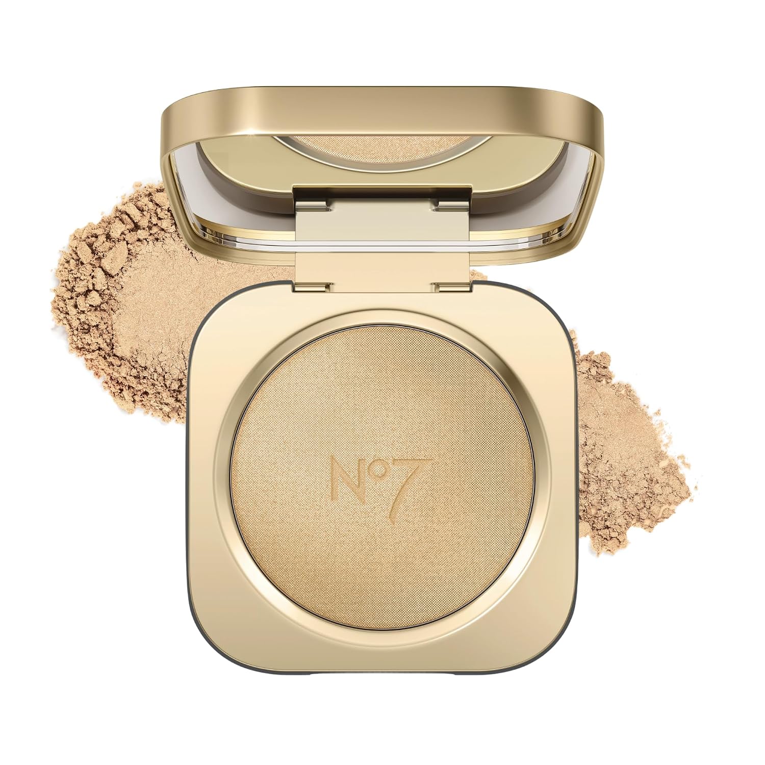 No7 Radiant Glow Powder Highlighter Makeup - Lightweight, Buildable Highlighting Powder for a Dewy, Natural-Looking Shine - Silky Illuminator in 3 Glowing Shades - Gold Silk (5g)