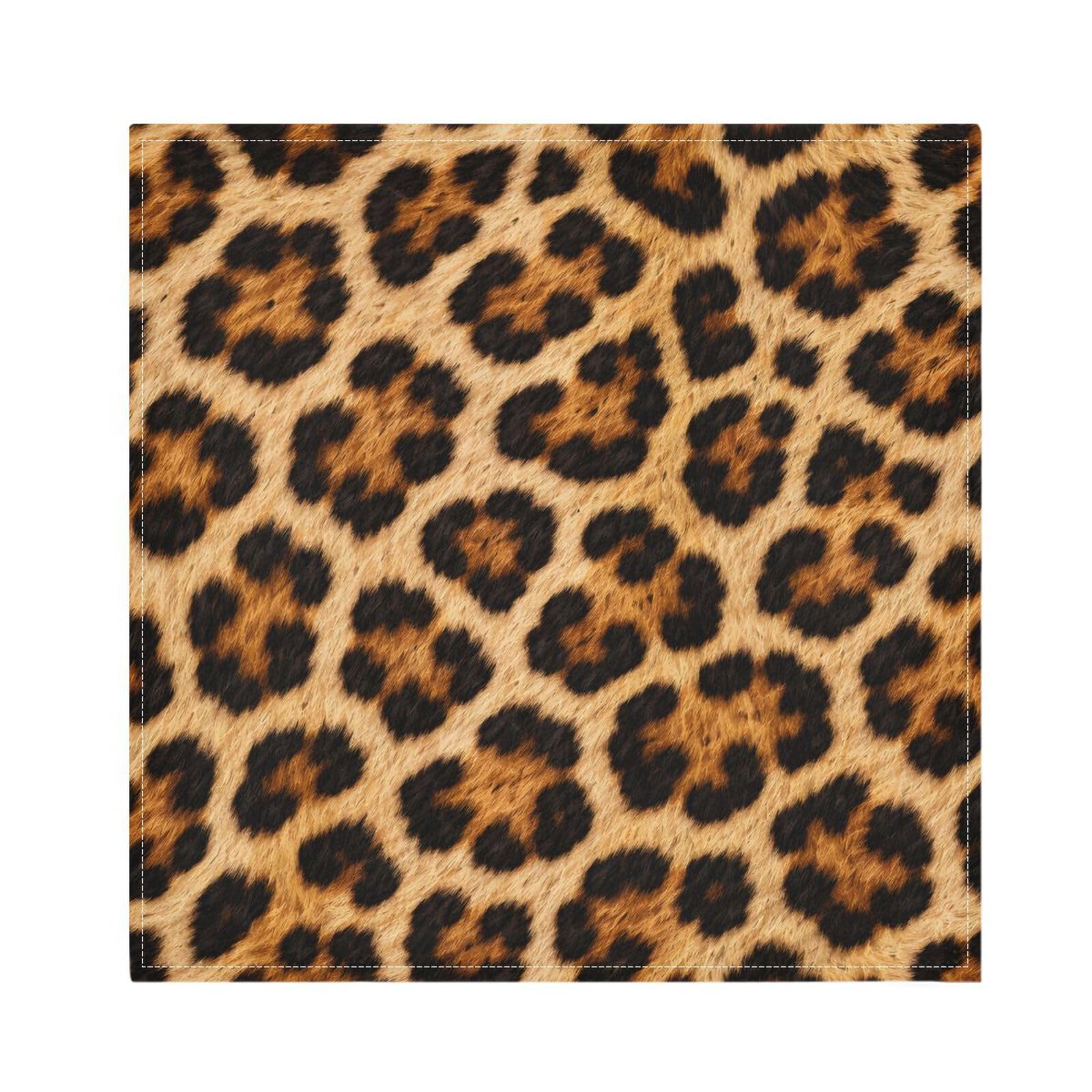 Ttgoth Leopard Print Cloth Napkin Set of 4 Washable & Reusable Dinner Napkins for Dining Table, Banquets, Wedding, Party, 50x50 cm