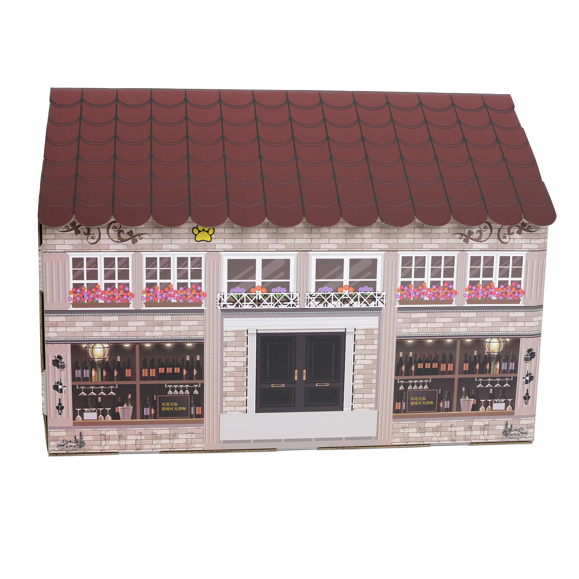 Casa de cartón para Gatos Rascador para Gatos Tipical House para Gatos Rascador para Montar Escondite Carton Corrugado