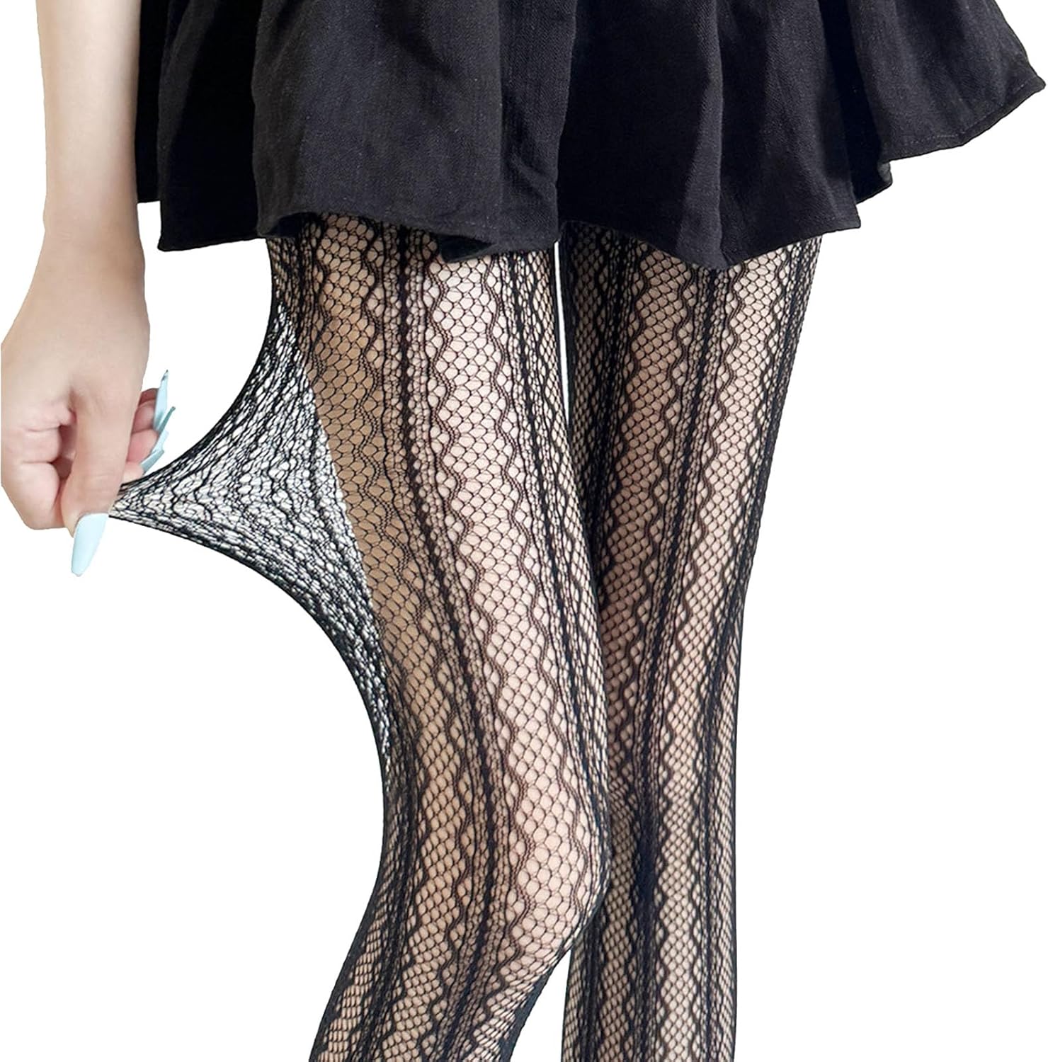 Women's Sheer Tights Diamond Grid Pattern High Waist Control Pantyhose Stretchable Retro See Through Stockings - Image 3