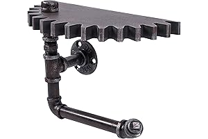 MyGift 1pcs Wall Mounted Industrial Pipe Wall Bracket with Steampunk Gear Design