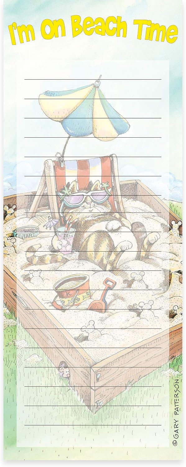 Gary Patterson Magnetic Notepad by Bright Day - Cat Grocery List Magnet Pad for Fridge - 50 Sheets Per Memo Pad, 3.5 x 9 Inches (Cat 3 Pack)