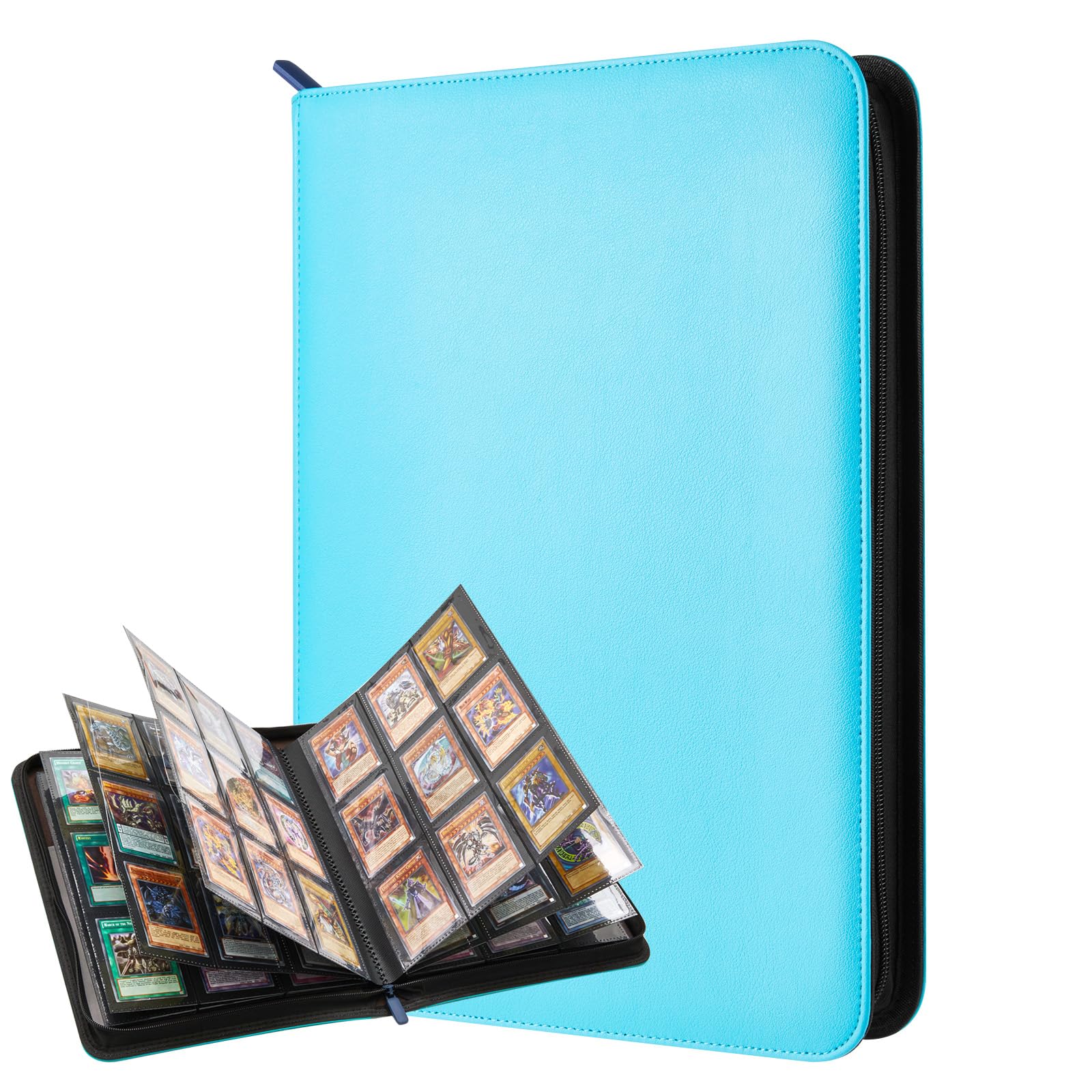 Lictin Trading Card Binder 9 Pocket, Fits 504 Cards Zipper Carrying Case Binder Album, PU Leather Card Binder Folder Storage Organizer for Kids Adult Birthday Gifts (504Pockets) — image 1