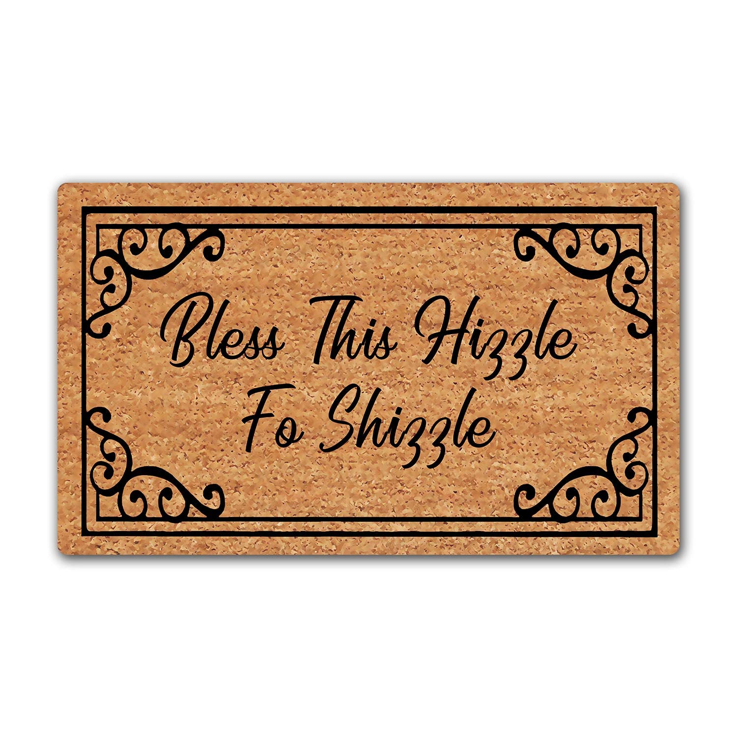 LuckyChu Doormat Bless This Hizzle Fo Shizzle Funny Floor Mat Door Mat Rug Non-Slip Entrance Indoor/Outdoor/Front Door/Bathroom/Kitchen/Home Mats Rubber 30 by 18 inch