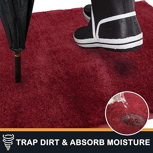 Miniatura 5 de PURRUGS Tapete para puerta de 20 x 31.5 pulgadas, antideslizante, lavable a máquina, rascador de zapatos, tapete para puerta de perro, tapete de