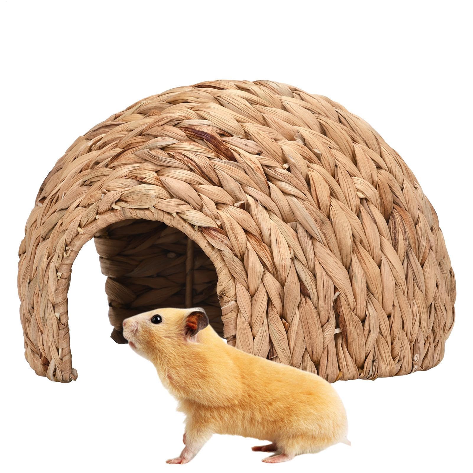 Genérico Conejo y escondite | Casa de Hierba Artesanal Animal | Toy de Cerdo de la, Cama de Juego, Alfombra de heno, Accesorio de roedores Naturales | Compañía de masticación