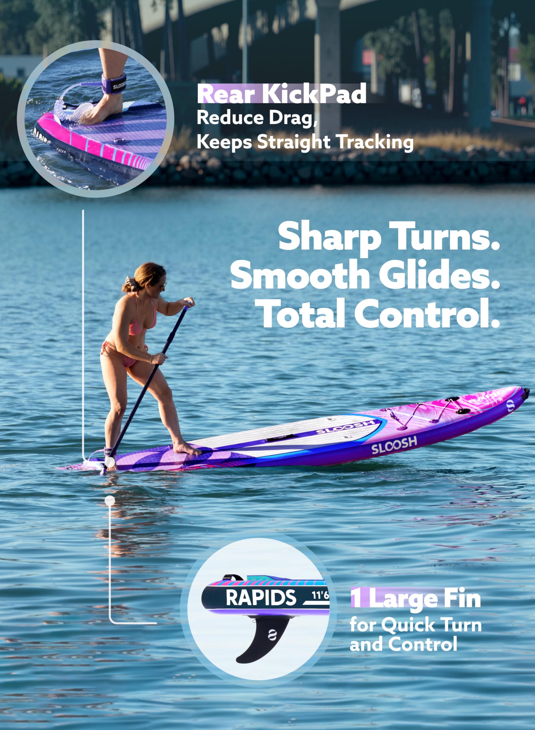 SLOOSH Premium Sup Board, Aufblasbares Stand Up Paddling Board, Extra-Langes 11'6" Paddleboard mit Zubehör, rutschfestem Deck, Tragetasche & Pumpe, Rapids SUP für Jugendliche & Erwachsene
