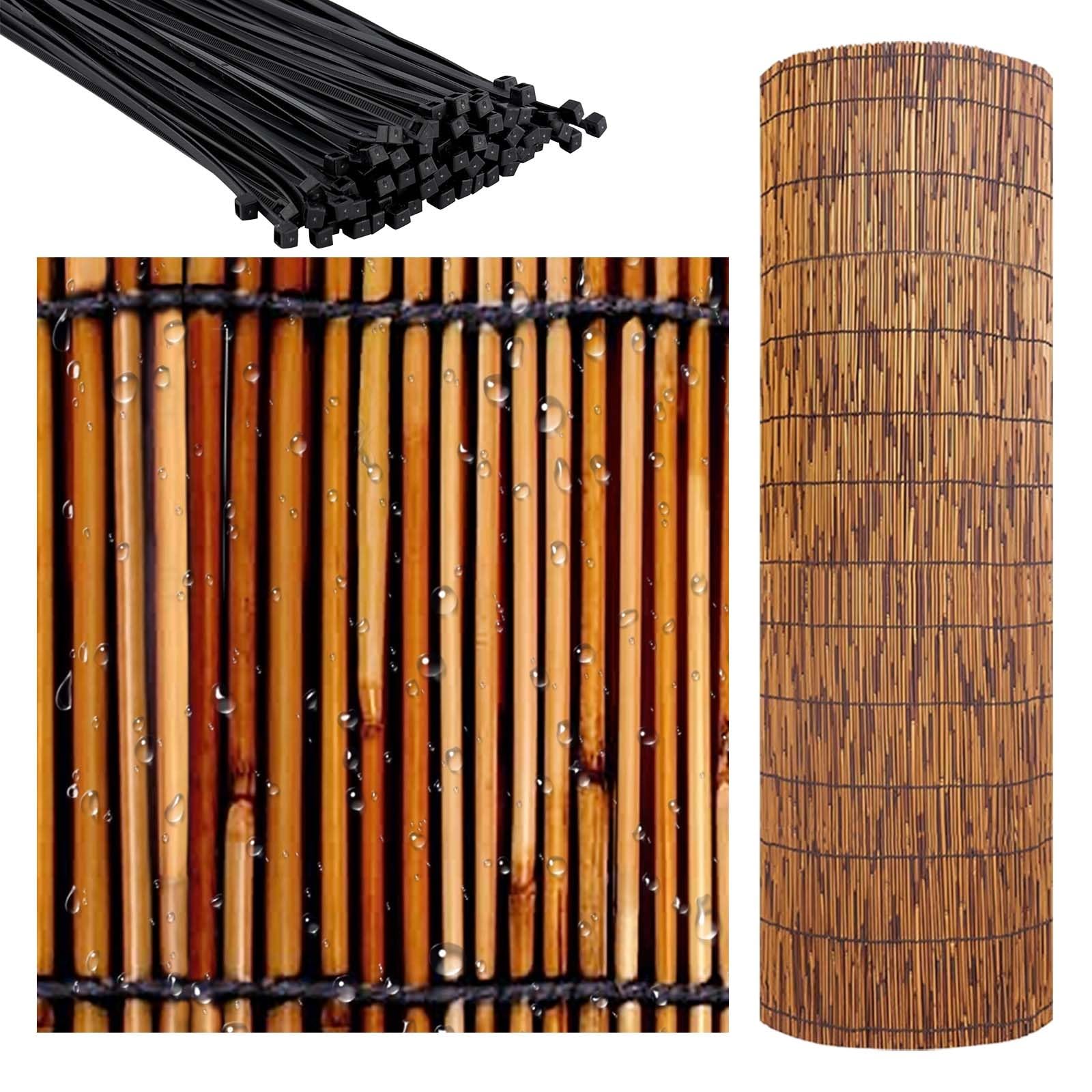 Natrlicher Schilfrohr Sichtschutz Matte 80-160cm Hoch - Bambuszaun Mit 100  Zip Ties Fr Garten, Balkon &