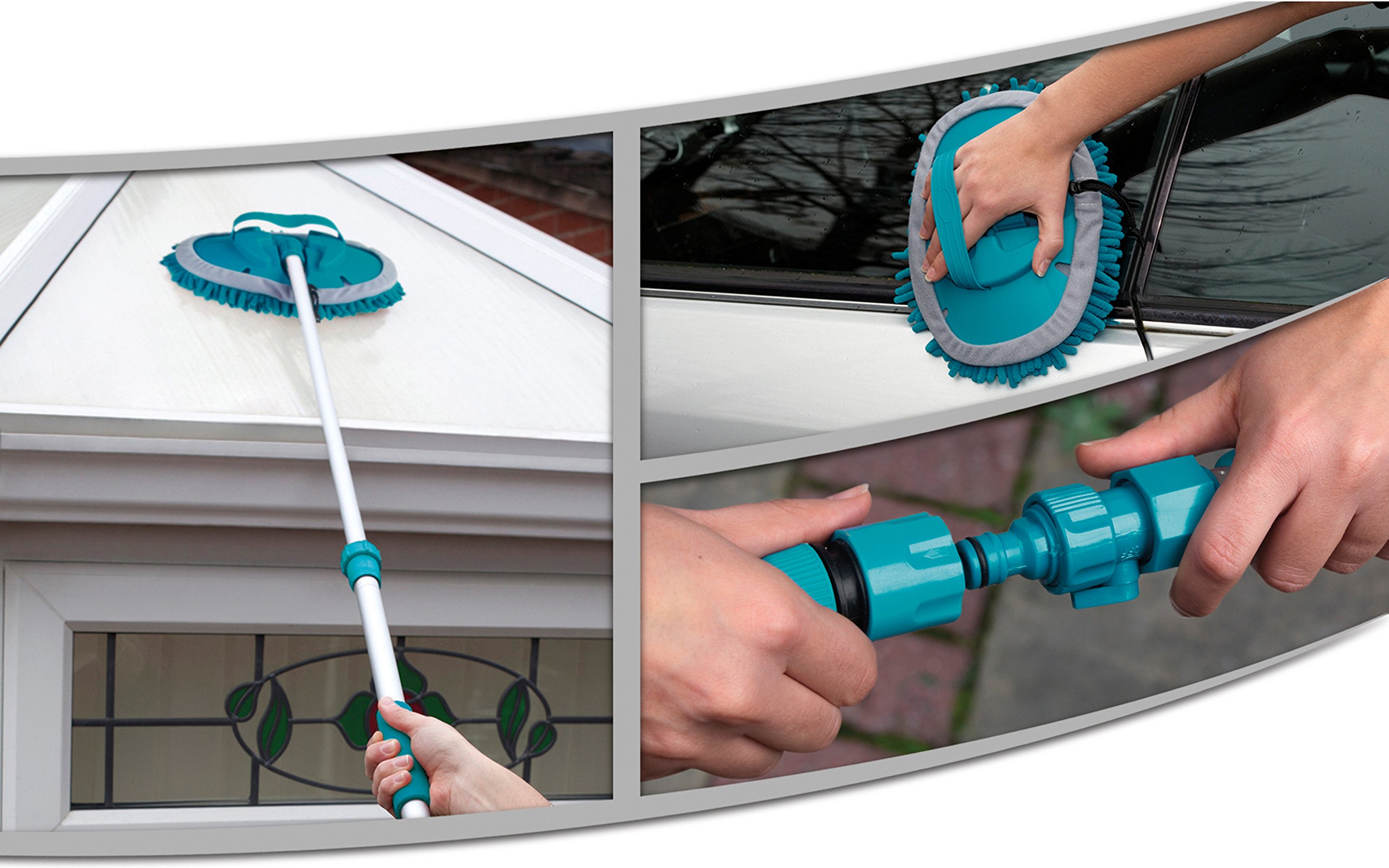 Beldray Outdoor Mop Cleaner, Aluminum, Turquoise, Rubber Head Brush