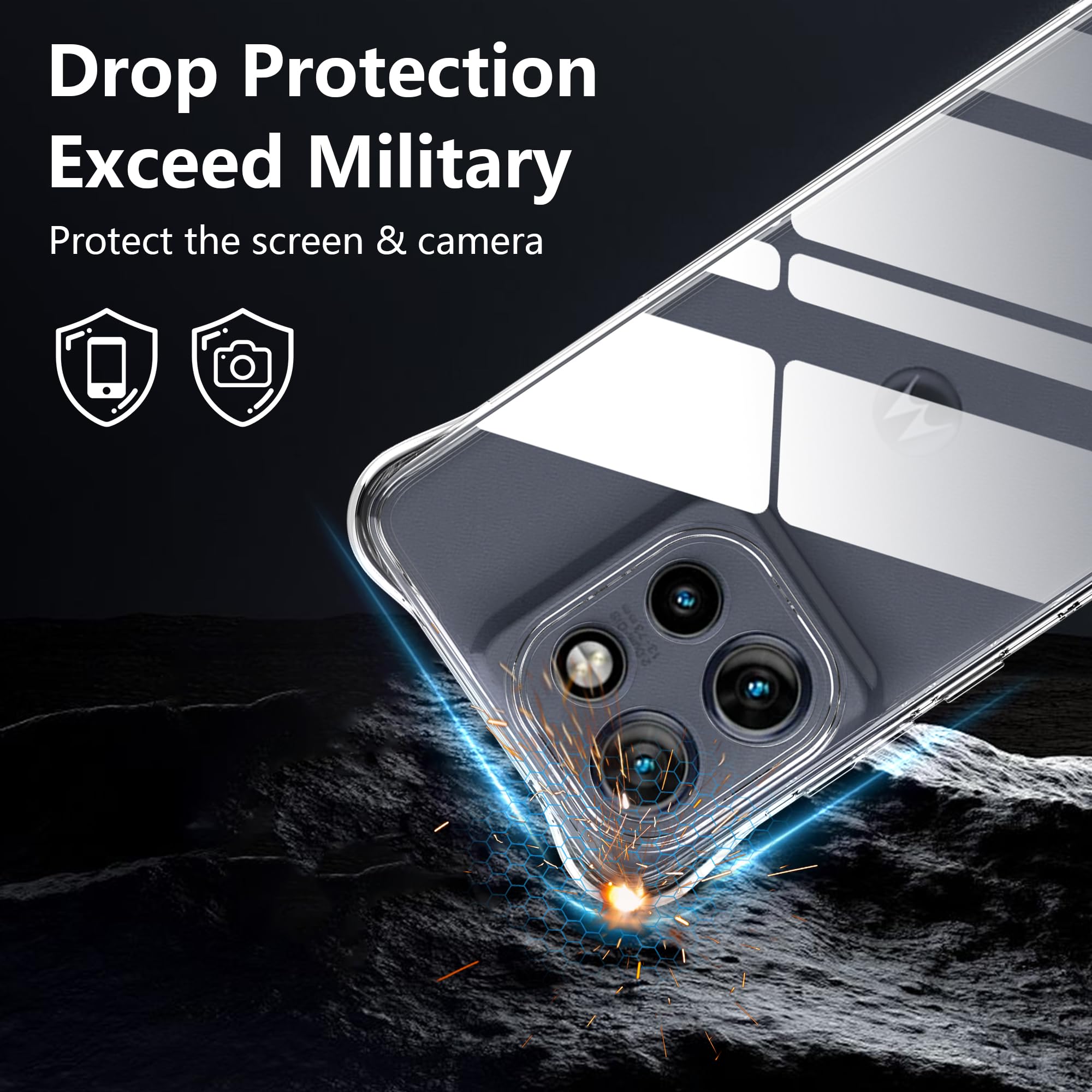 zZjoOoj Custodia per Motorola Moto Edge 50 Neo/Edge 60 Neo Cover e 2 Pezzi Pellicola Vetro Temperato[Senza Bolle] con Angoli di Protezione Antiurto,Clear Soft Silicone TPU Mobile Phone Case