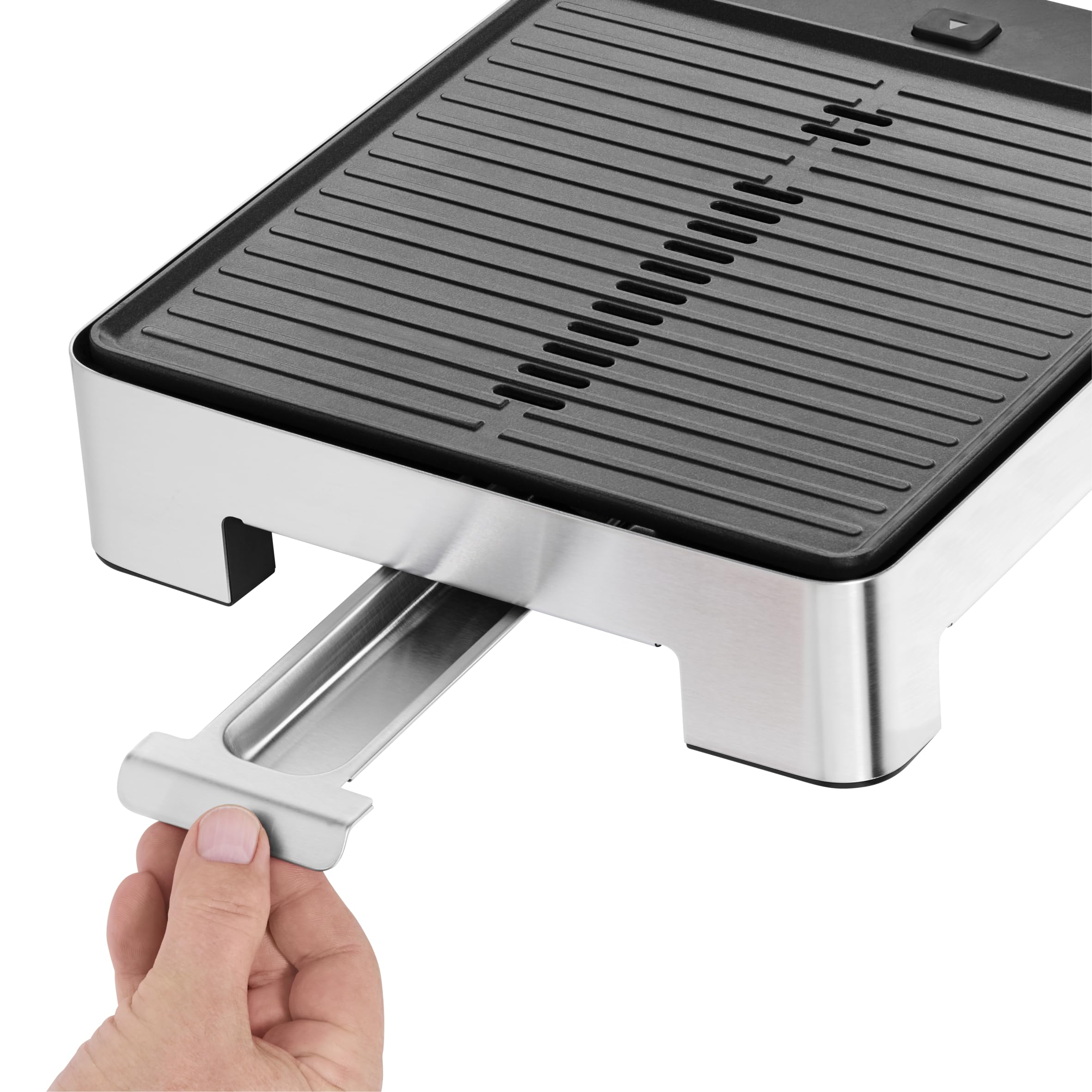 WMF Lono - Parrilla De Mesa, 1250 W, Acero Inoxidable/Revestimiento Antiadherente