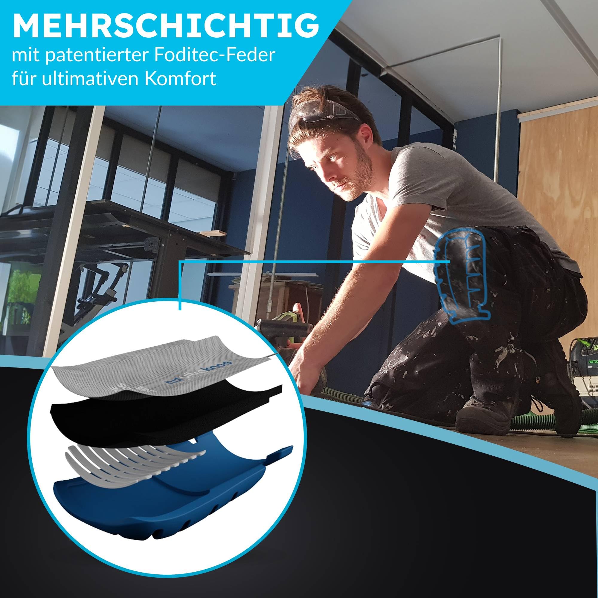 Hammock 1 | Professionelle Knieschoner für Arbeit & Garten | Komfortabel | Druckverteilend | Langlebig | Ergonomische Knieprotektoren | Knieschützer für Baustelle, Fliesenleger und Gärtner