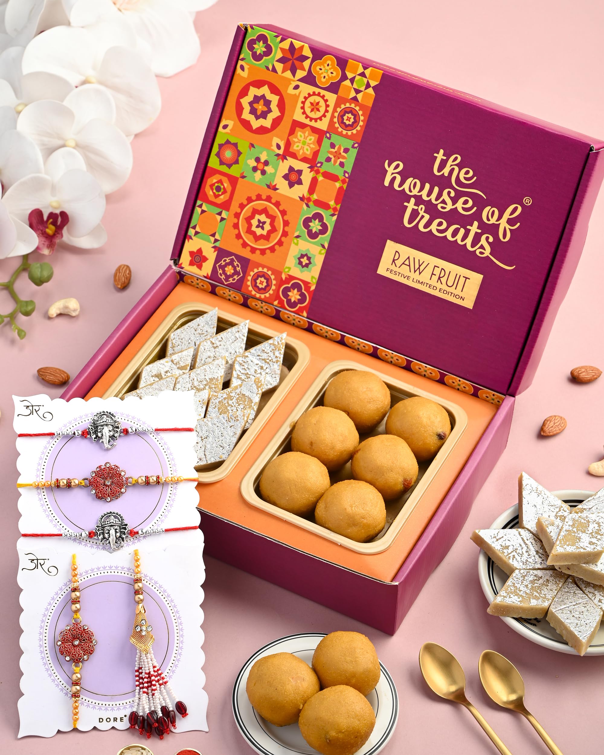 House Of Treats® Rakhi Set Of 5 With Sweets 5 Rakhi With Sweets Gift Pack Rakhi With Sweets Gift Sweets With Rakhi Besan Ladoo Kaju Katli 5 Rakhi With Sweets Flowers Ganesha Rakhi Set Of 5 (B0D8QHFQZH) Amazon Price History, Amazon Price Tracker