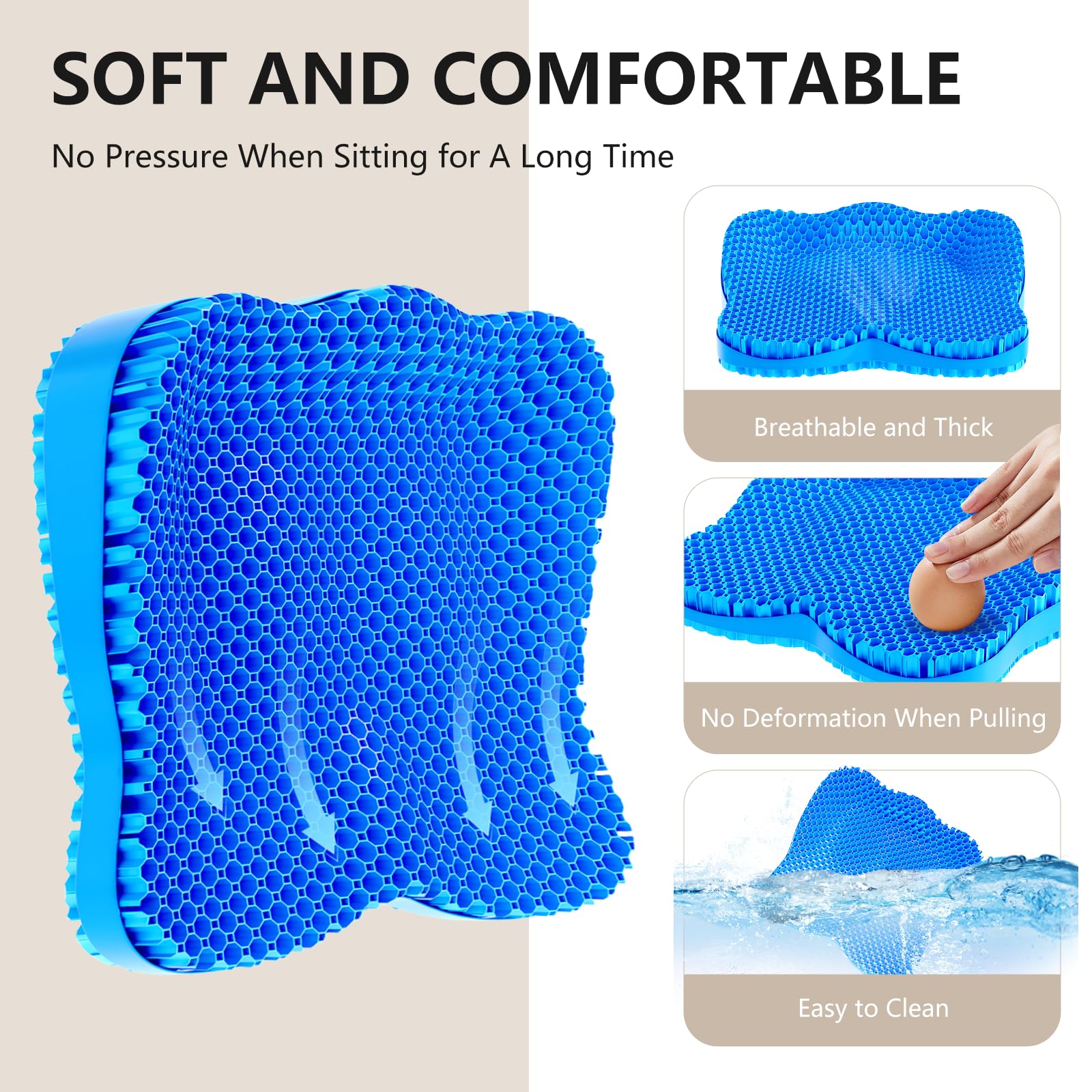 Cojín de Gel para Silla de Ruedas, Alivia la ciática, Espalda, coxis, úlceras por presión y úlceras, cojín refrescante y ergonómico para Silla
