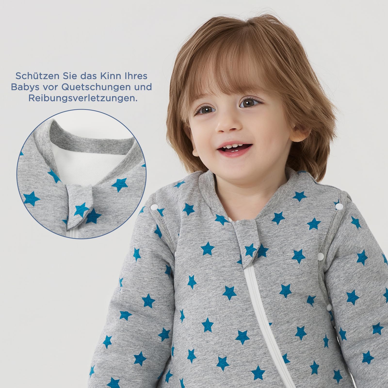 Duomiaomiao Saco de dormir para bebé de 2,5 tog, 100 % algodón, con piernas, cálido saco de dormir para bebé con pies de 2 a 3 años, estrella