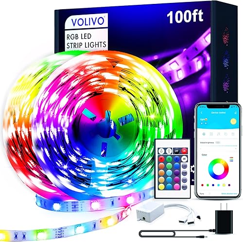 Miniatura 10 de VOLIVO Tiras de Luces LED de 50 Pies, Kit de Tiras de Luces LED que Cambian de Color con Control Remoto IR de 44 Teclas, Iluminación para