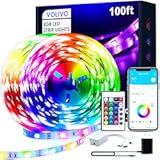 VOLIVO 100ft Led Strip Lights for Bedroom&comma; Color Changing Led Light Strips Kit with 24 Keys IR Remote and Smart App Control&comma; RGB Music Sync Lighting for Room&comma; Home Decor