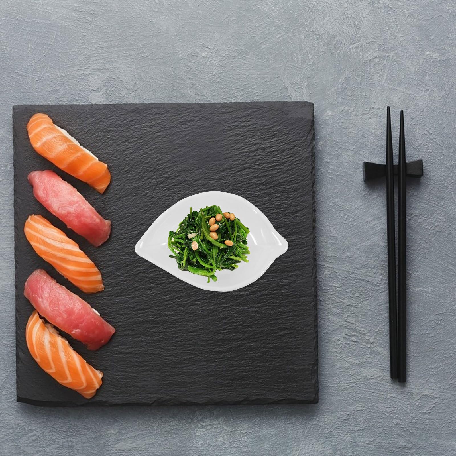 jojofuny Juego de 14 Platos de Condimentos de Cerámica Blancos Forma de Hoja para Mesa de Comedor y Restaurante, Ideales para Salsas y Aperitivos