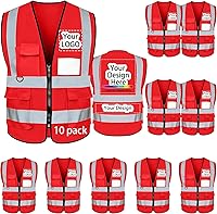 Vista 20 de Chaleco de seguridad de encargo de la alta visibilidad del chaleco de seguridad de la clase 2 Hi Vis reflex