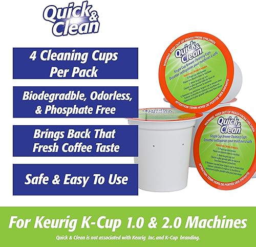 Miniatura 4 de Quick & Clean Paquete de 4 tazas de limpieza + 2 filtros con paquete descalcificador (2 usos totales) - Compatible con 2.0, solución de