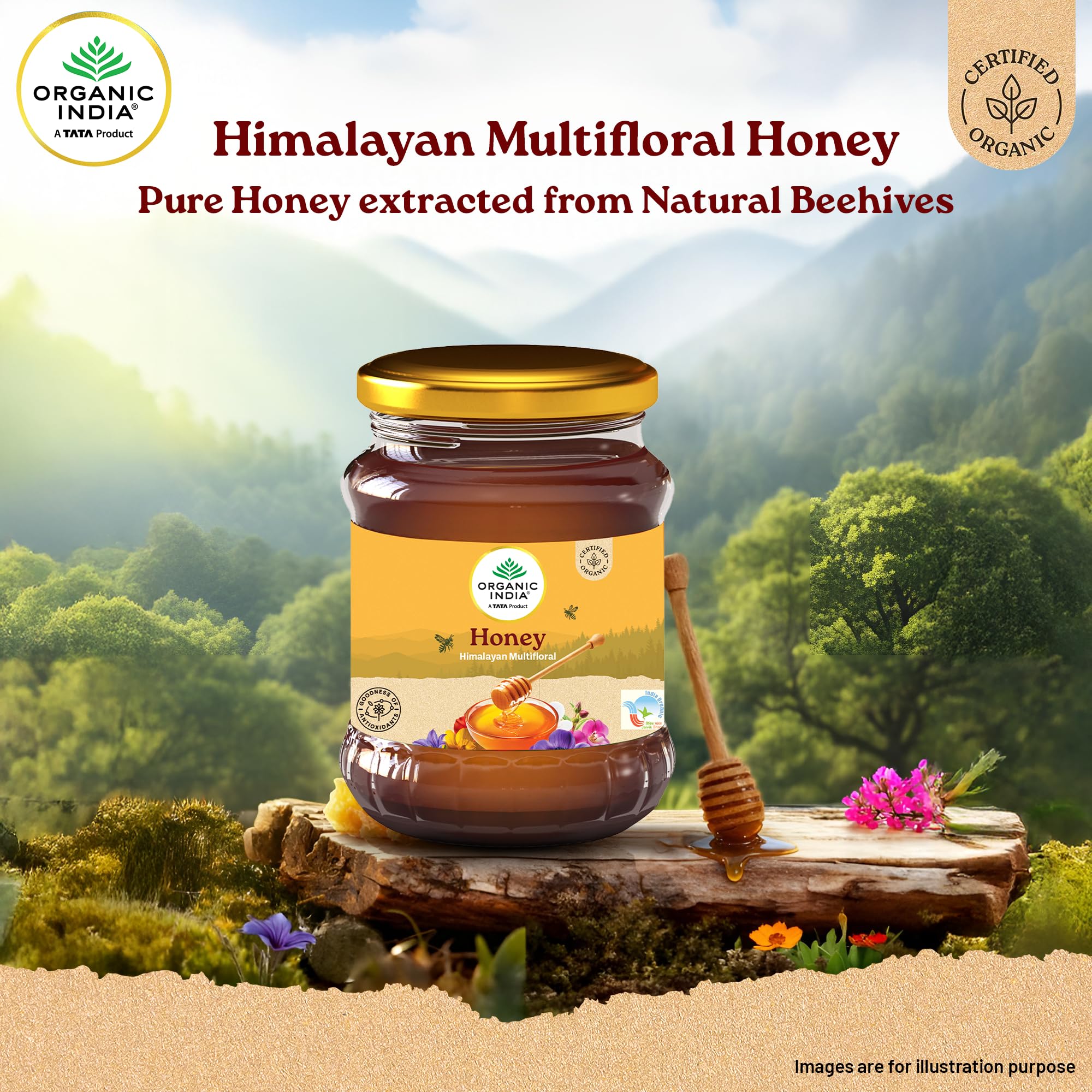 A TATA Product - ORGANIC INDIA Himalayan Multi Floral Honey 250g, Raw & Unprocessed, Natural & Organic, Sourced From the Shivalik Range of the Himalayas, Rich in Nutrients, Antioxidants 4