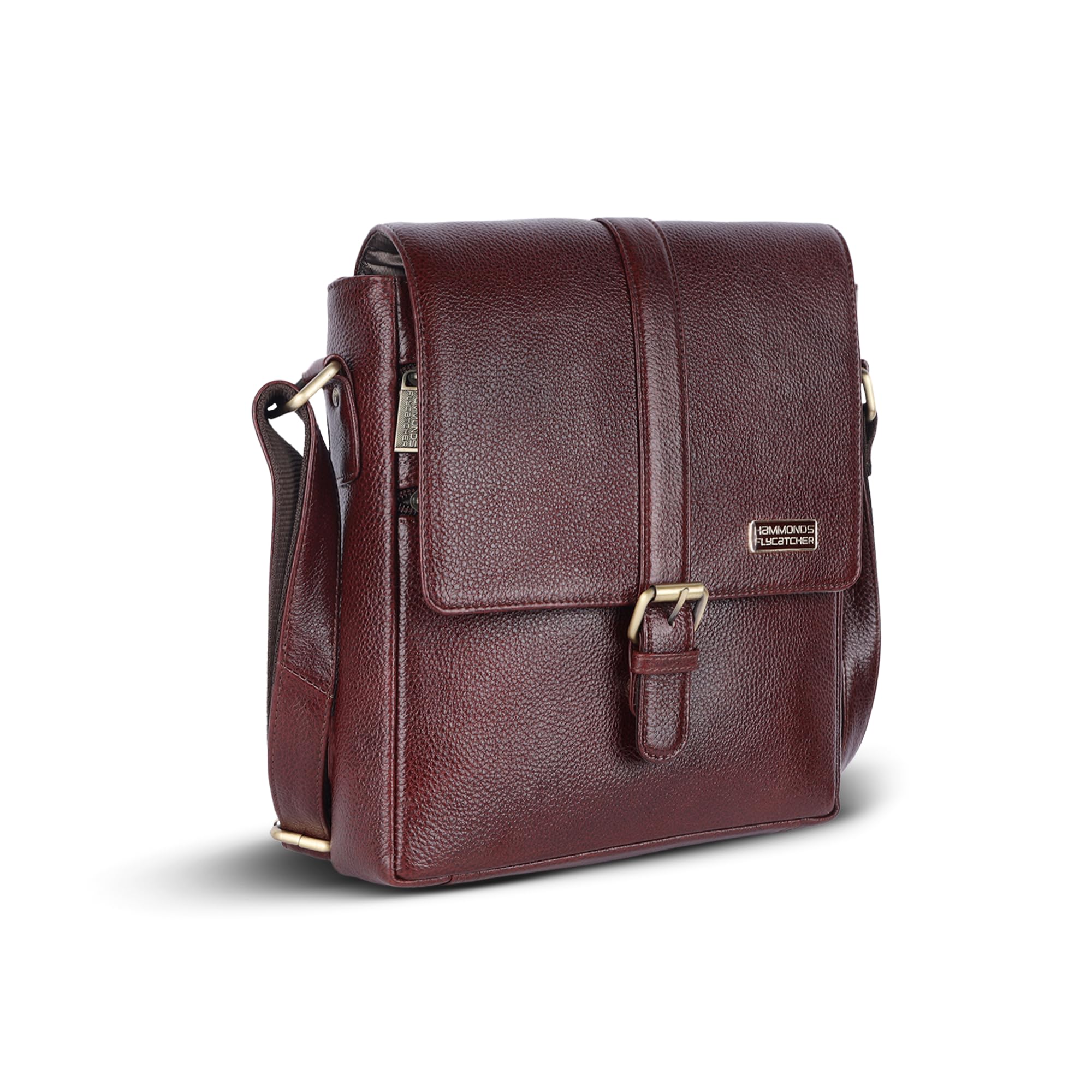 HAMMONDS FLYCATCHER Men's Original Bombay Leather Messenger Sling Bag with Padded Laptop Compartment Office Bag (L=9, B=3, H= 11inch, Brown ) SB1164-image-32