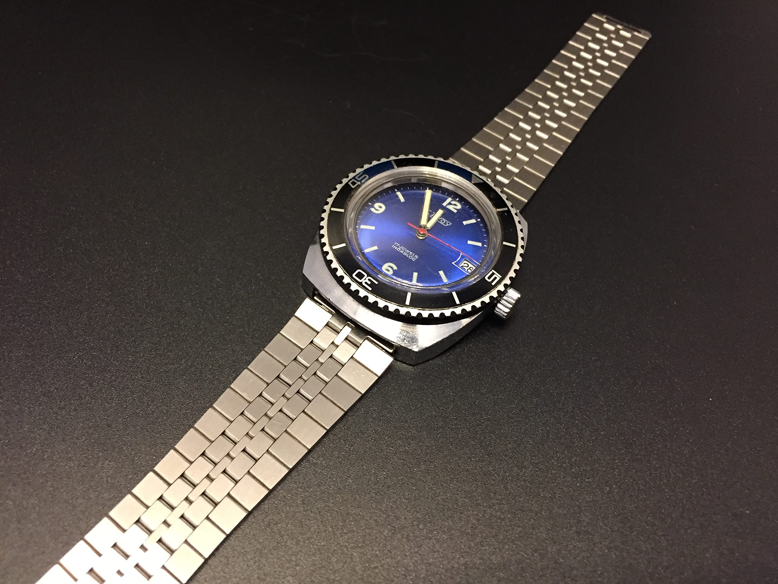 Bracelet Montre en Acier Inoxydable 18mm pour Homme Compatible avec Omega Tag Heuer New Old Stock 1960 1970 Armis Original Vintage Métallique Design Flat Link Terminal Droit Universel