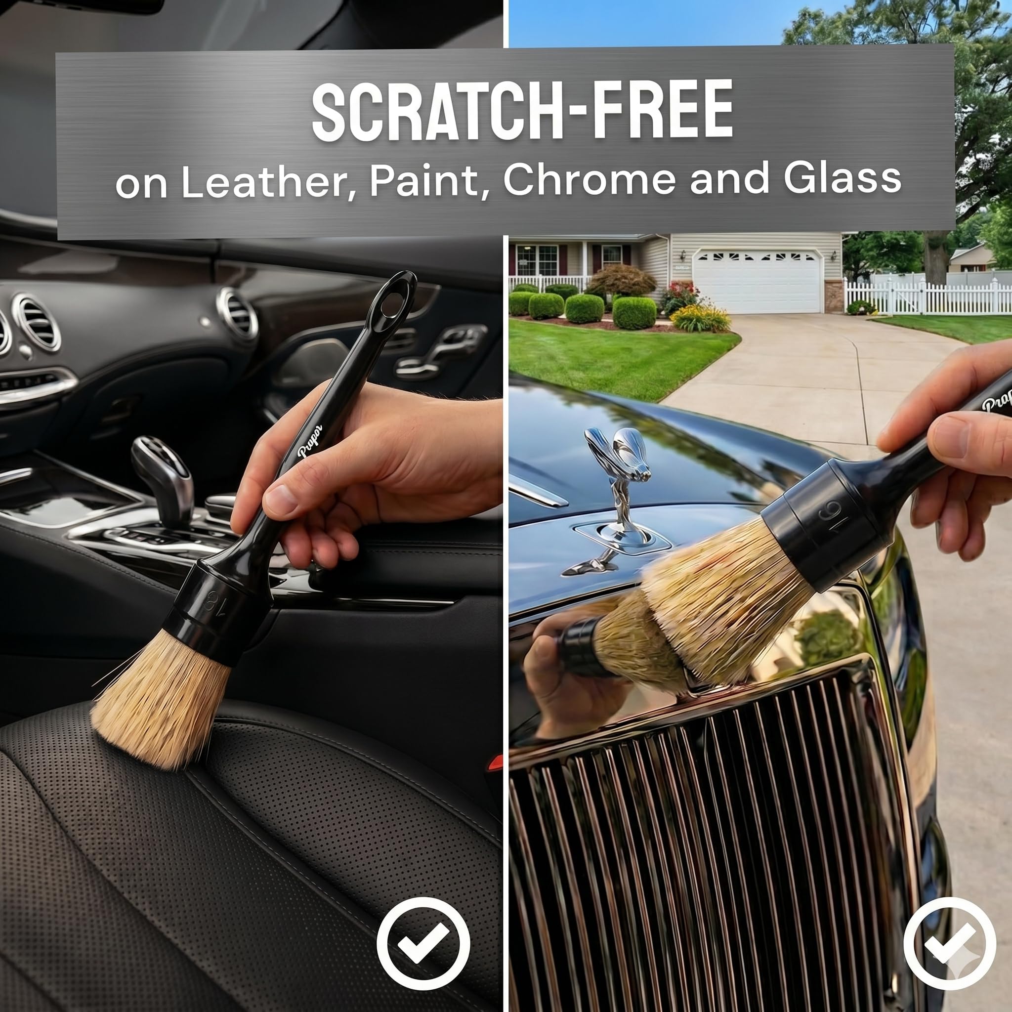 Auto-Detail-Pinsel-Set, hochwertige weiche Wildschweinborsten, saubere Auto-Innenräume (Ledersitze, Lüftungsschlitze) oder außen (Räder, Farbe, Embleme), Detail-Pinsel, Auto-Detaillierung,