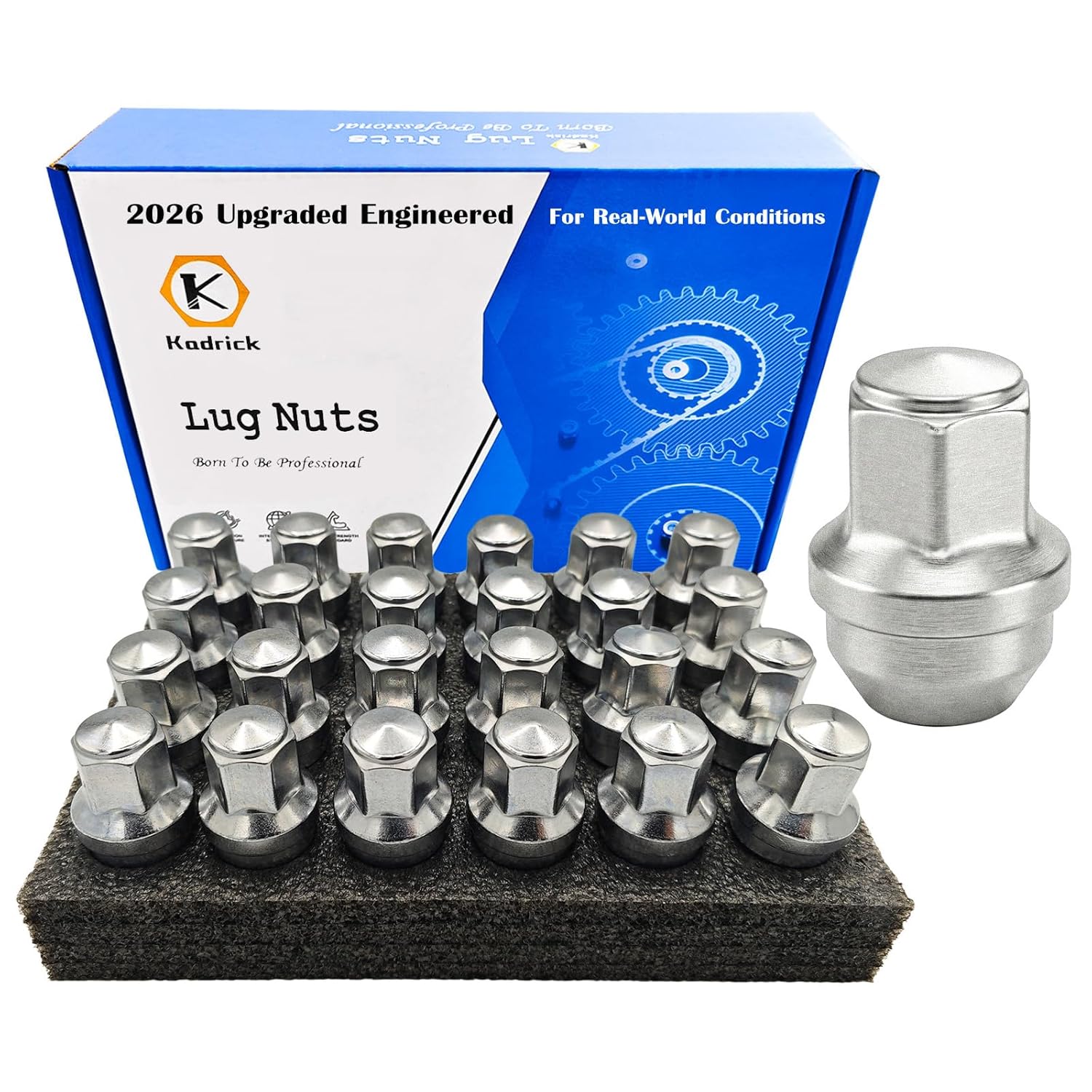 Kadrick 24pcs M14x1.5 Lug Nuts for Ford F-150 / Expedition 2015–2024, One-Piece Solid OEM Factory Style Design, Built for Cold & Corrosive Environments