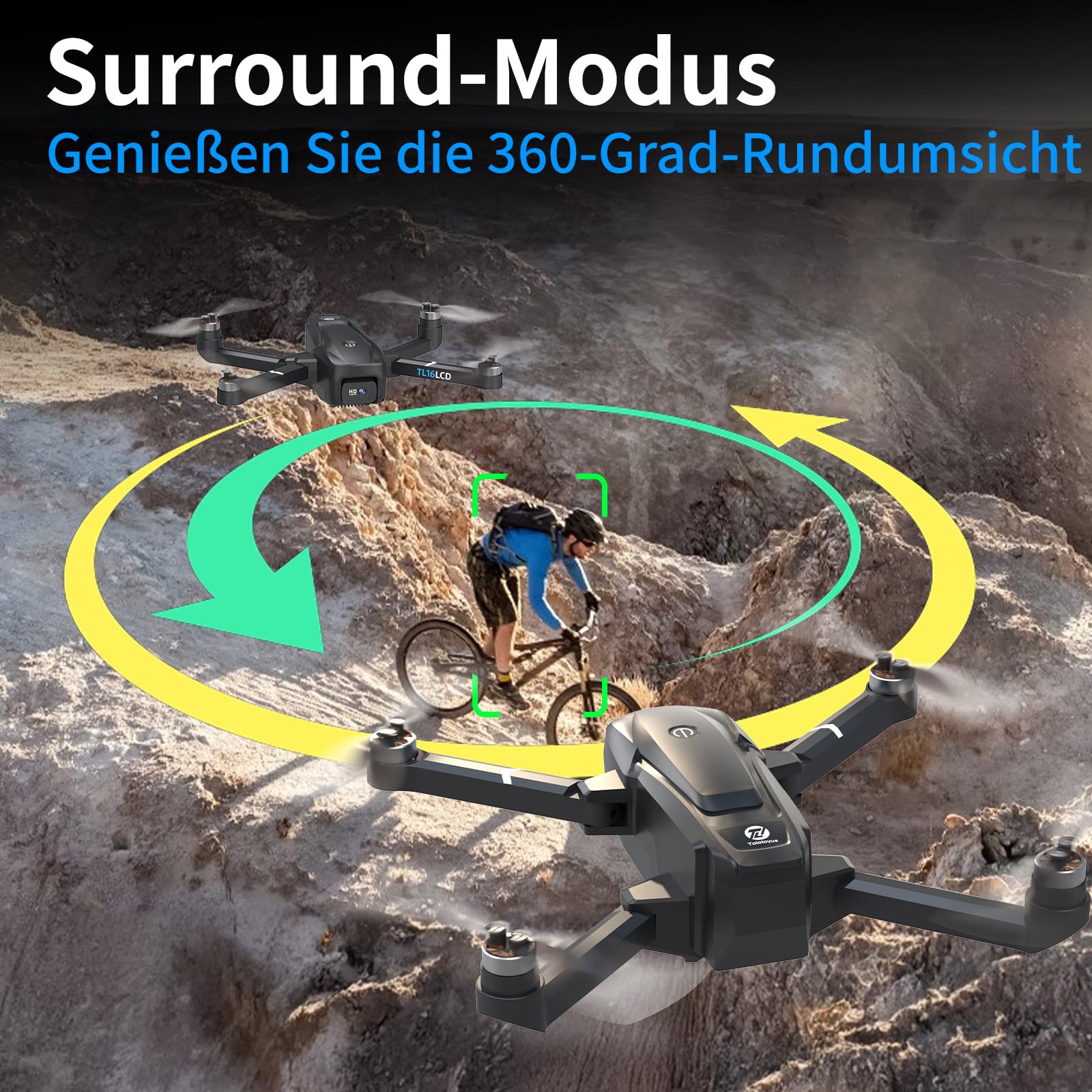 TL16LCD Drohne mit Kamera 4K, FPV Drohne mit LCD Fernbedienung für Anfänger Automatische Rückkehr Follow Me 5G Echtzeitübertragung GPS Drohnen RC Faltbare Drone für Erwachsene