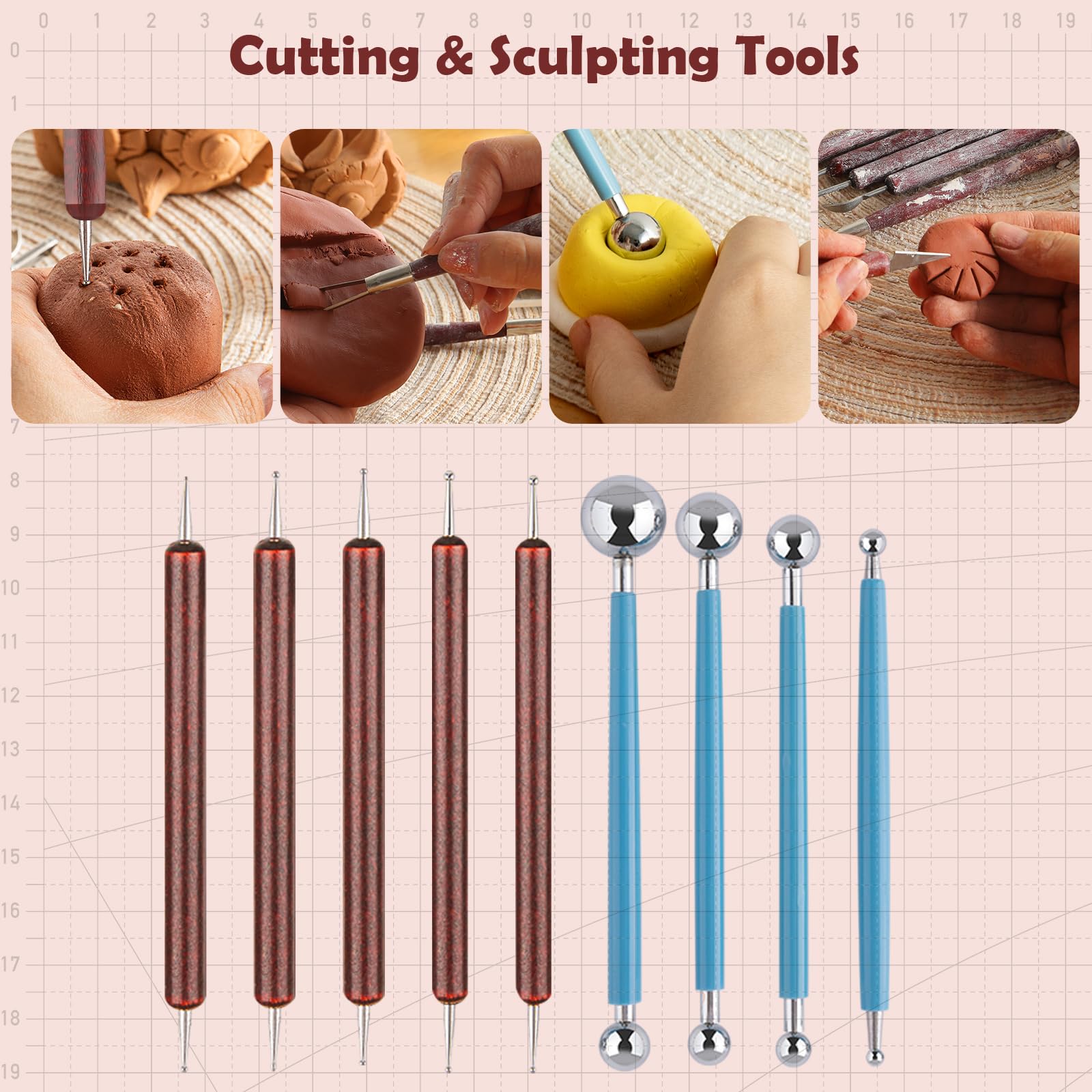 27 Piece Clay Sculpting Tools Kit - Pottery & Air Dry Clay -5