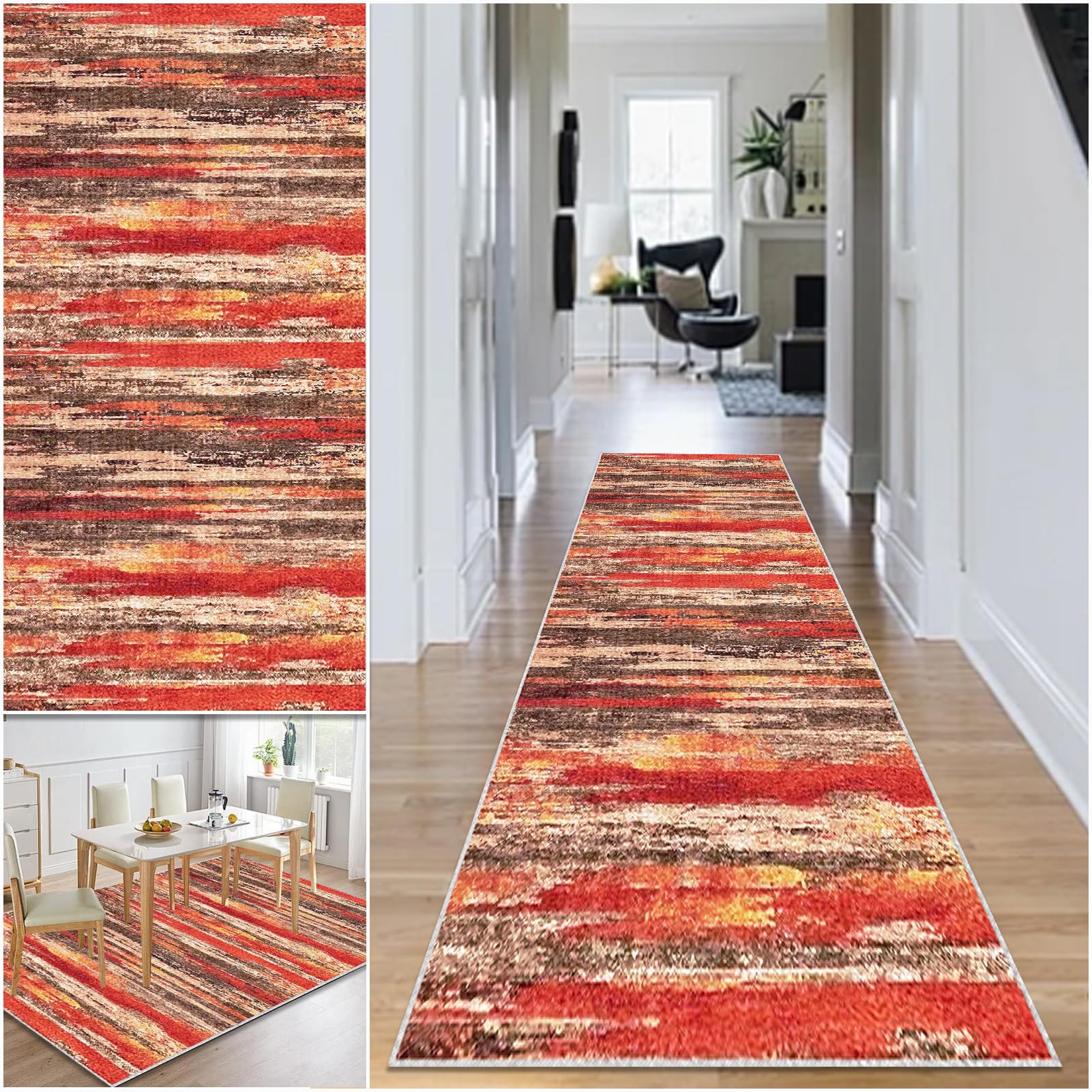 Hallway Runner Rug Non Slip Washable Kitchen Runner Rug 65 x 90 cm Area Rugs Hallway Hall Runners Narrow Rug Low Pile Carpet Runners with Anti-Slip Backing Floor Runner for Hallway Entryway Laundry