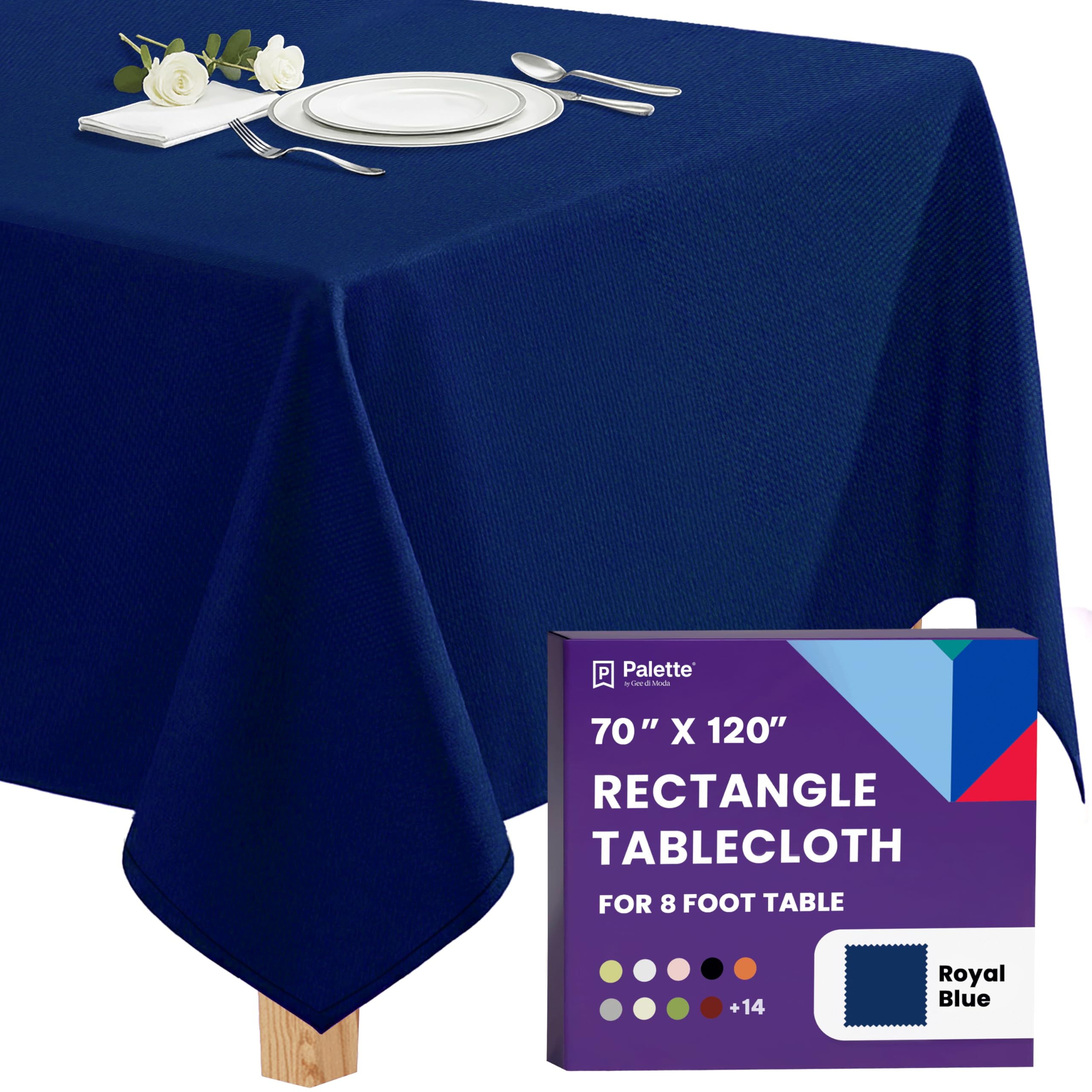 Gee Di Moda Rectangle Tablecloth - 70 x 120 Inch Royal Blue Table Cloth for 6 or 8 Foot Rectangle Tables - Heavy Duty Washable Fabric - for Holiday Party, Dinner, Weddings, Baby Shower & Events - tablecloths | Mubboo