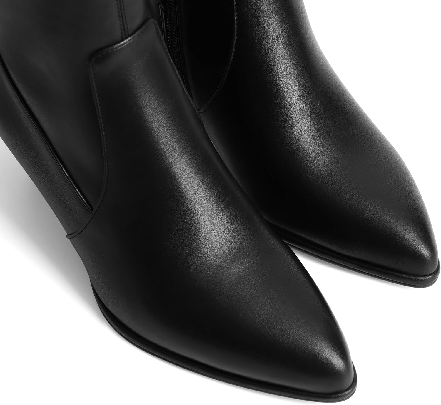 STALOV Ankle Boots for Women Pointed Toe Kitten Heel Booties with Side Zipper Low Heel Fashion Shoes Office Daily Wear