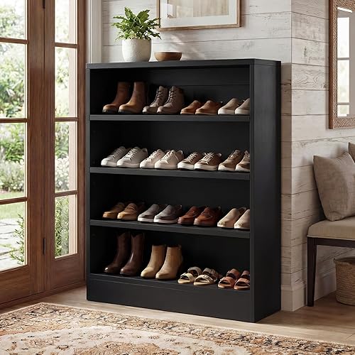 Miniatura 10 de Homieasy Armario alto para zapatos, organizador de zapatero de madera de 9 niveles para clóset, armario independiente de almacenamiento de zapatos