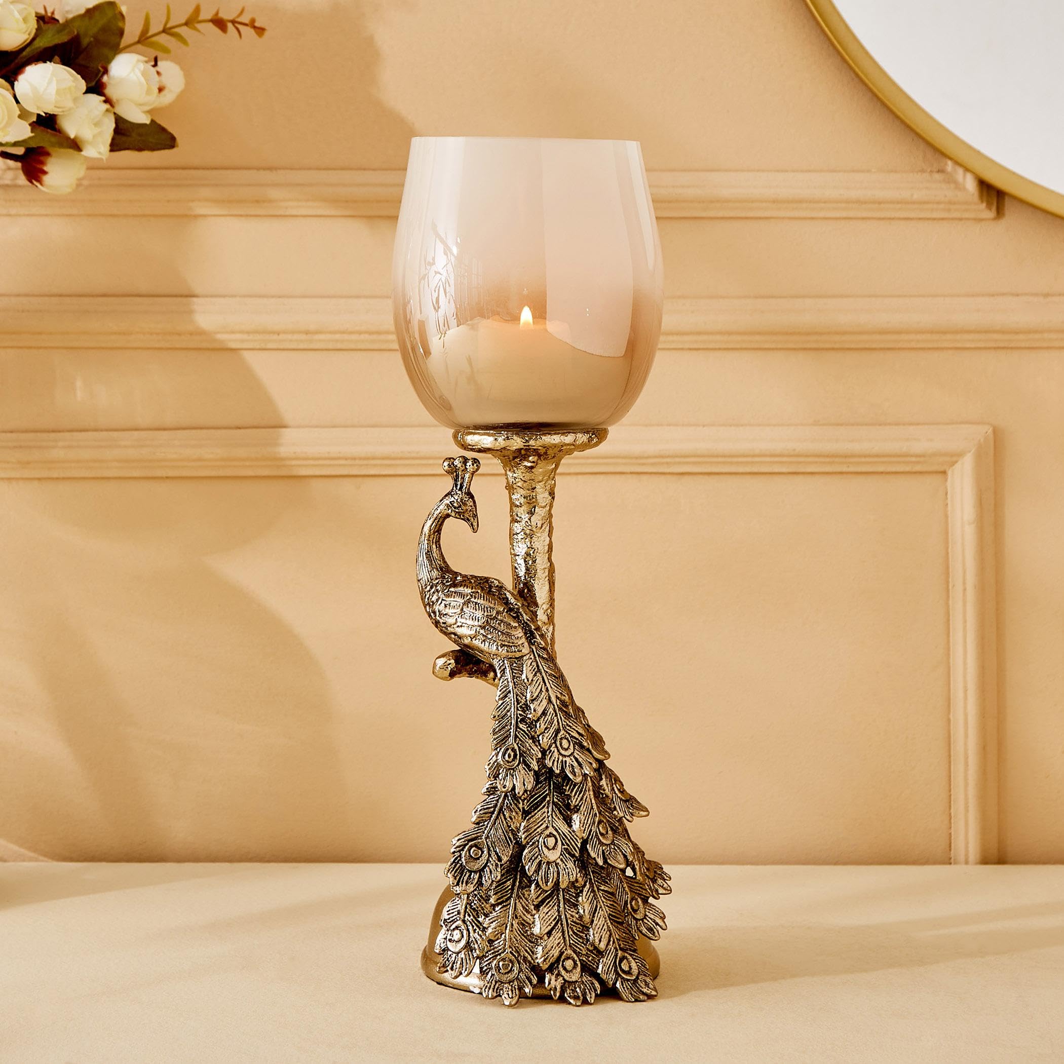 Home Centre Eternity Vivere Glass Peacock Candle Holder