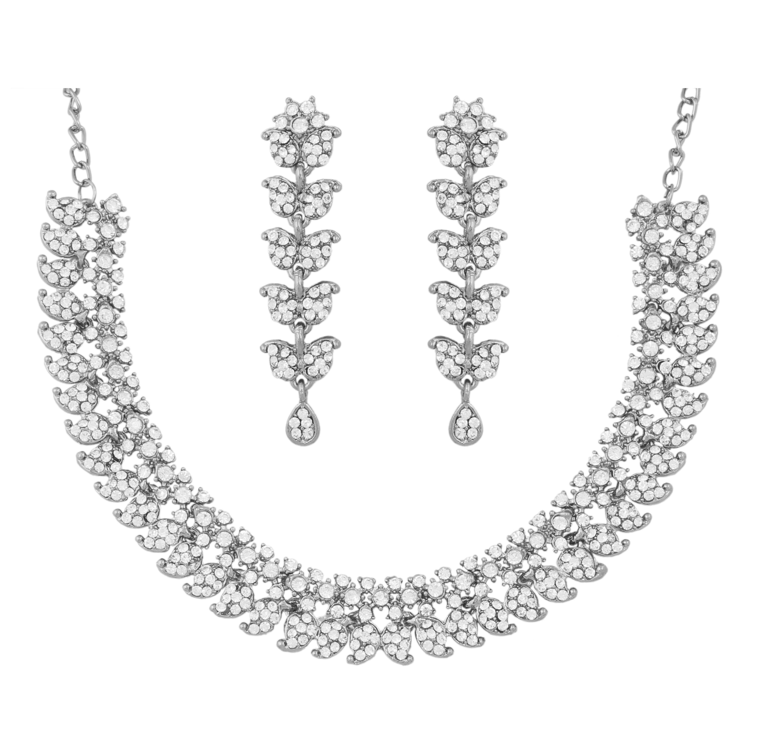 TouchstoneIndian Bollywood Rhinestones Designer Bridal Jewelry Necklace Set For Women.