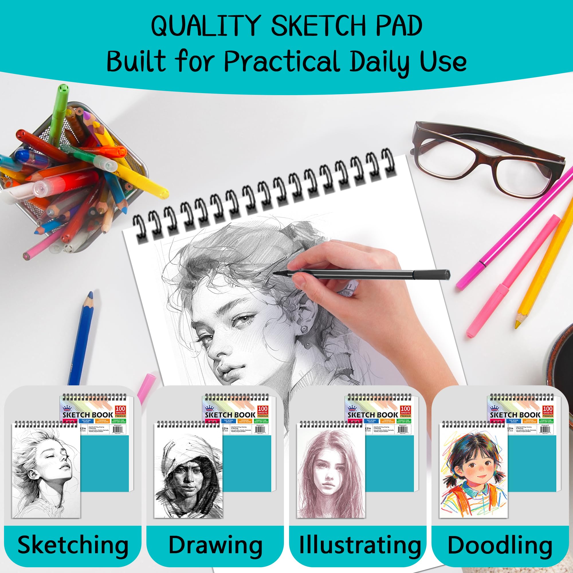 9"x12" Sketchbook - 400 Sheets for Kids & Artists -5 9"x12" Sketchbook - 400 Sheets for Kids & Artists -5