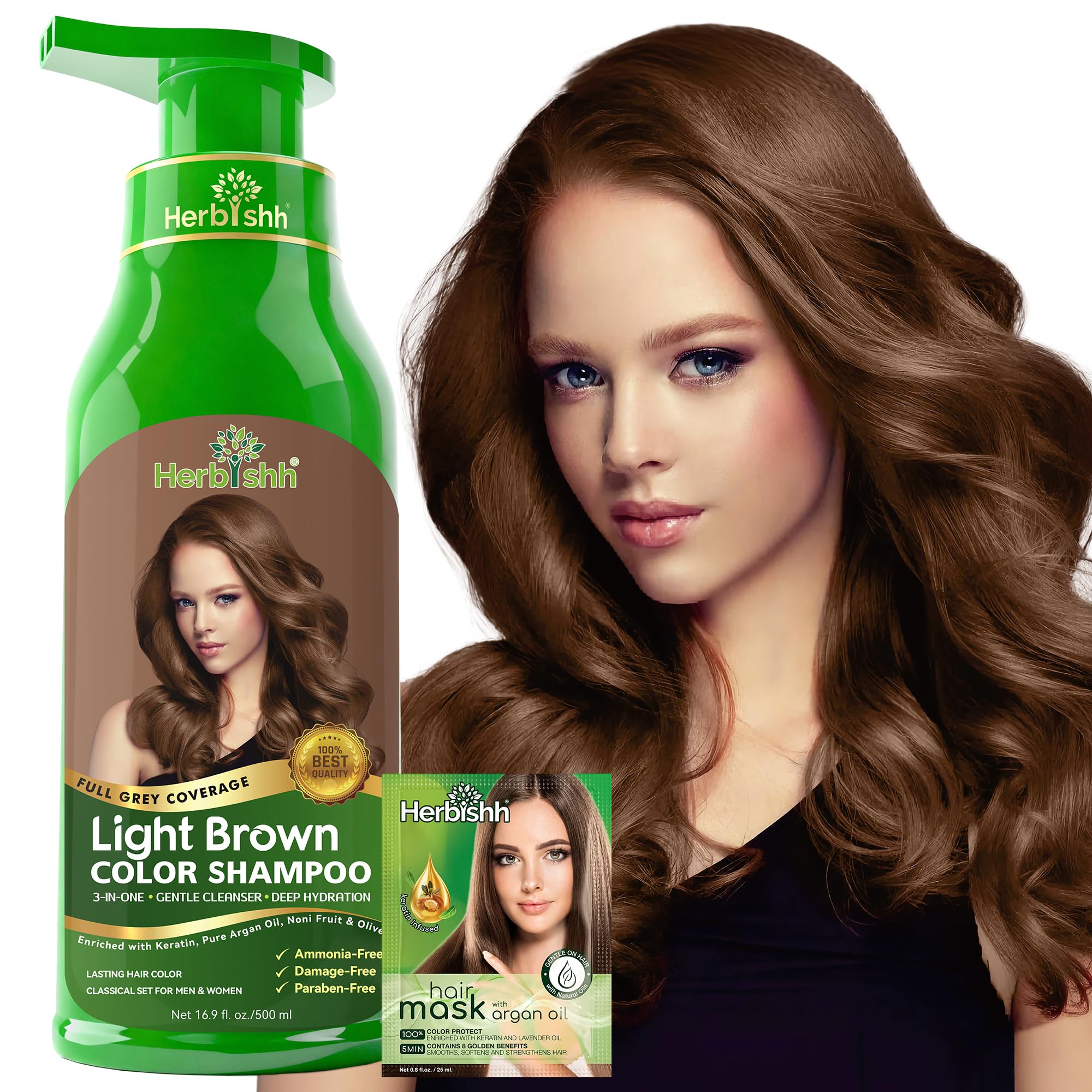 Amazon.com: Herbishh Light Brown Hair Dye Shampoo for Gray Hair