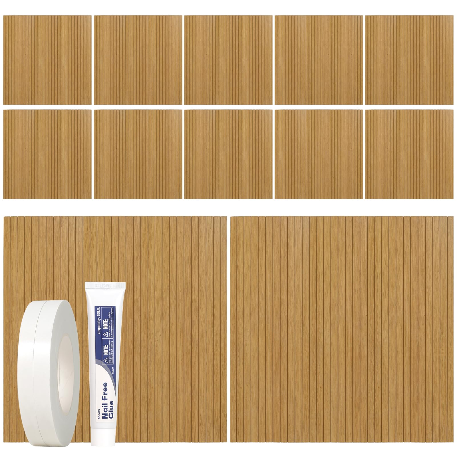 Aboofx 3D Wood Wall Panels, 19.7" x 19.7" 12 PCS (32.34 Sqft) Bendable Wood Slat Panels for Wall, Cuttable Water-resistance Wood Wall Panels for Interior Wall Decor Peel and Stick Wallpaper(Oak Brown)