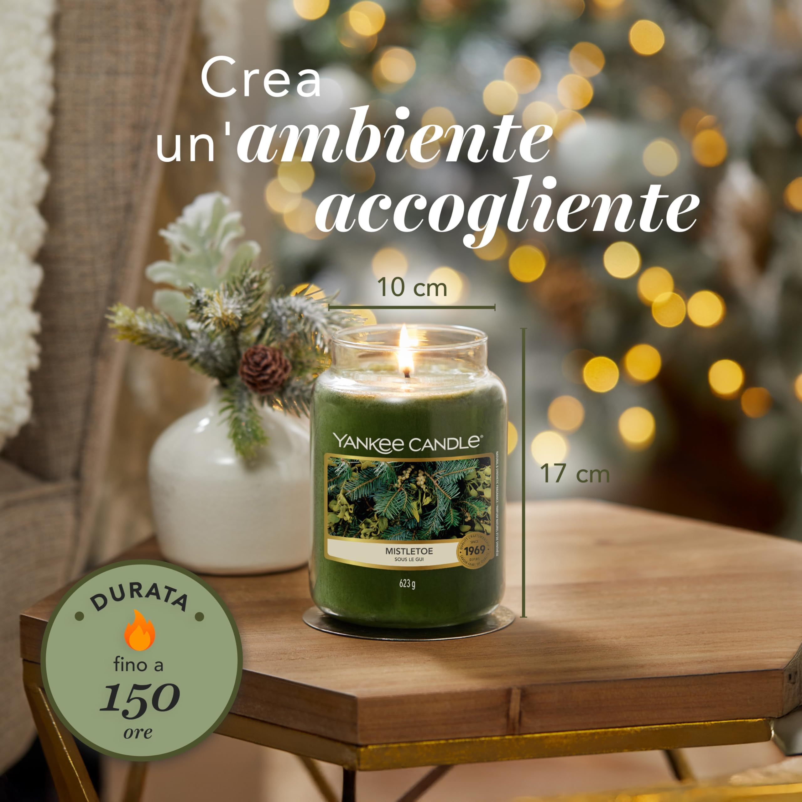 Yankee Candle Candela profumata in giara grande, Mistletoe, Durata Fino a 150 Ore, Regali ottimi per le donne