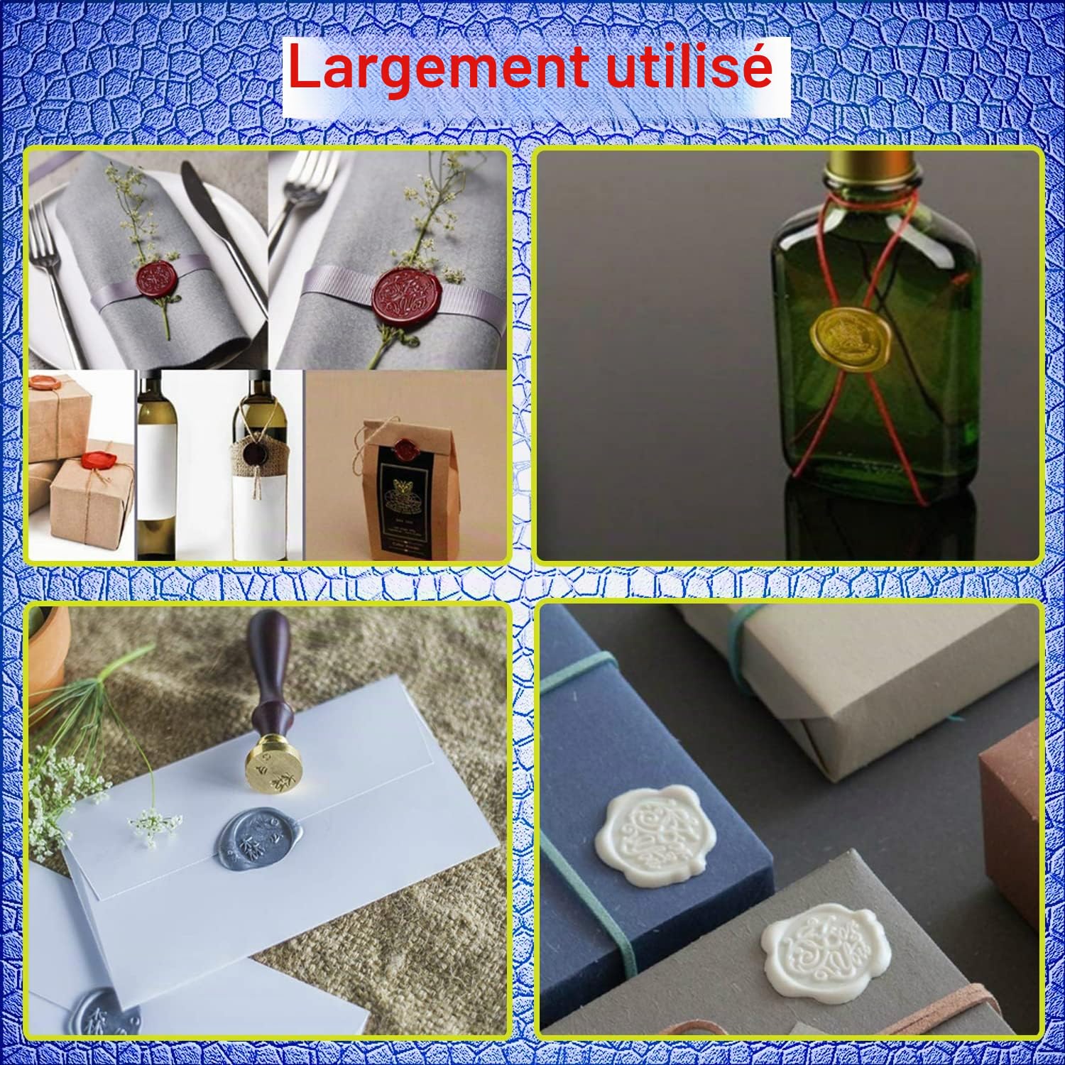 Kit de Tampons de Cire pour Animaux - 6 Têtes en Laiton Amovibles et 1 Manche en Bois - Pour Cartes d'Invitations avec Motif Dragon d'Abeille