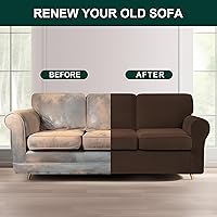 Vista 104 de CHUN YI - Funda elástica para sofá (7 piezas), funda para sofá de 3 plazas con tres respaldos y cojines separados con banda elástica, tela jacquard