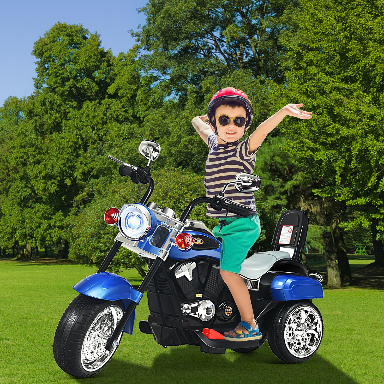 SOARS Moto Elettrica per Bambini 6V a 3 Ruote (Blu)