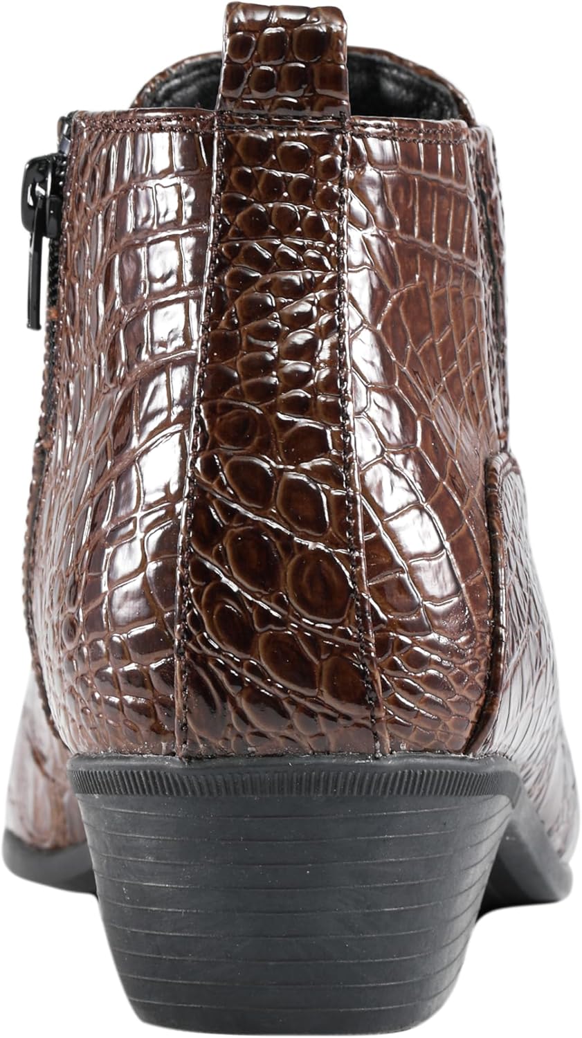 Amali Jasper Men's Fashion Ankle Boots Side Zipper Crocodile Alligator Print Pointed Toe