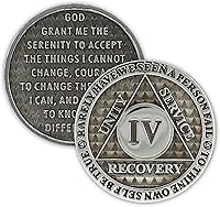 Vista 6 de Moneda de sobriedad de 4 años Chip AA Legacy Ficha de aniversario de recuperación de triplaca gruesa (lavanda)