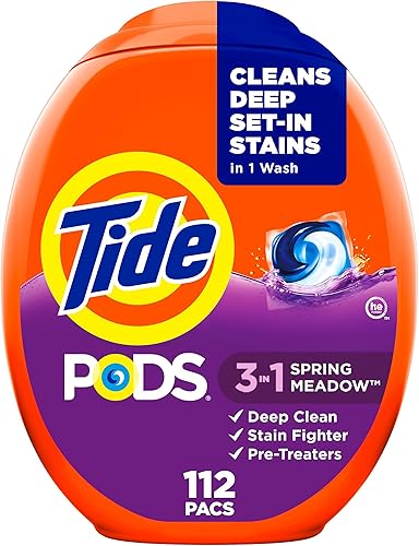 Miniatura 15 de Tide PODS cápsulas de detergente para lavar ropa, removedor de manchas 3 en 1, combatiente de olores, protector de color, 112 unidades, compatible
