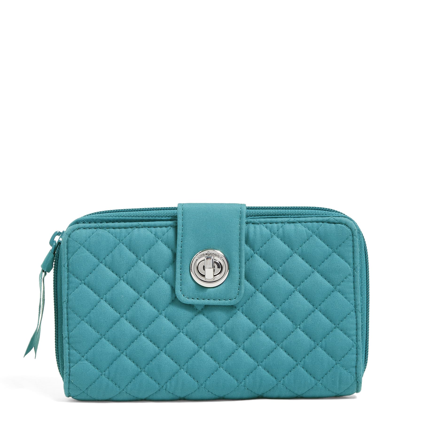 Vera Bradley Women's Cotton Turnlock Wallet With RFID Protection, Forever Green - Recycled Cotton, One Size