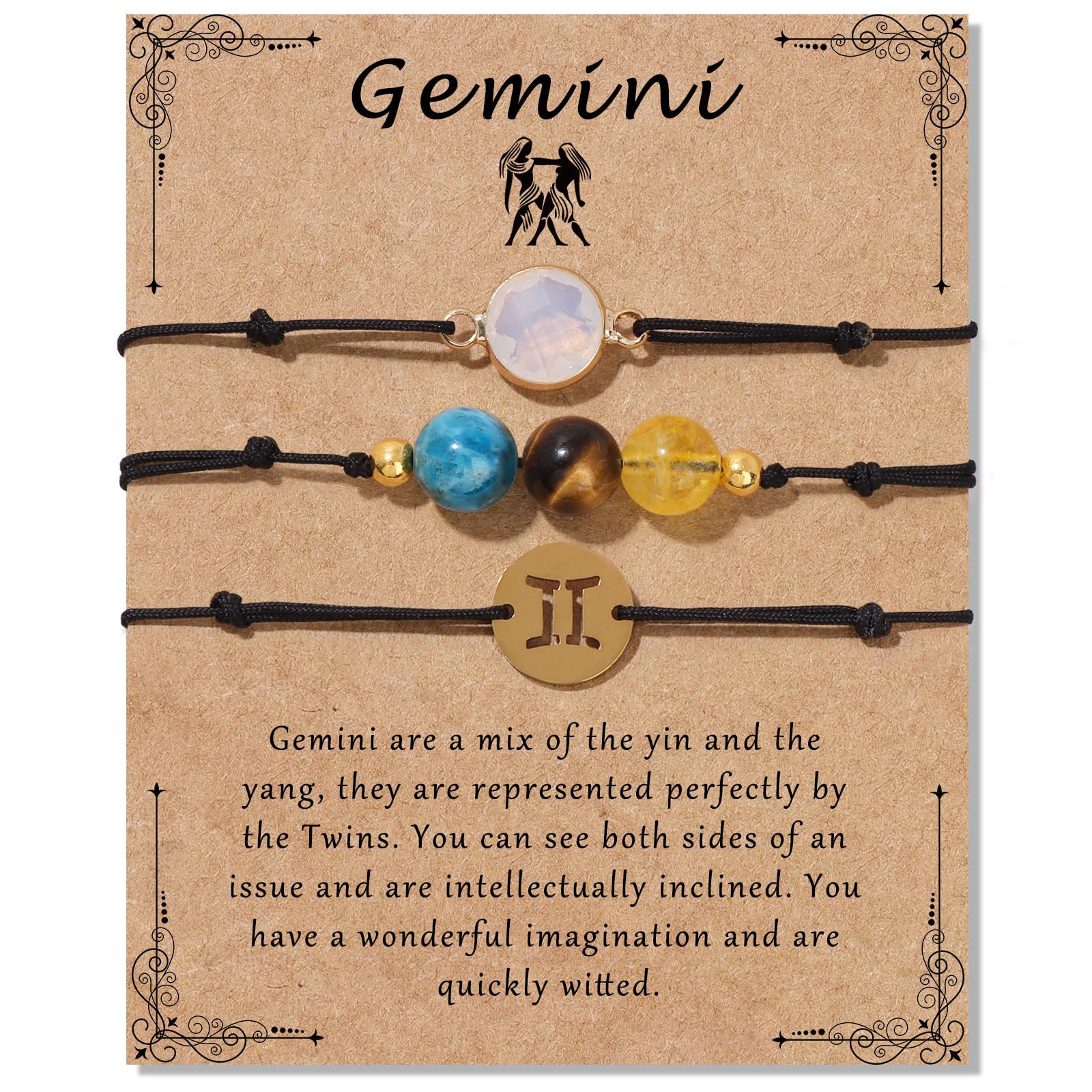 RisyfjewZodiac Birthstone Bracelet for Women 8mm Natural Stone Bracelet Healing Crystals Jewelry Birthday Gift