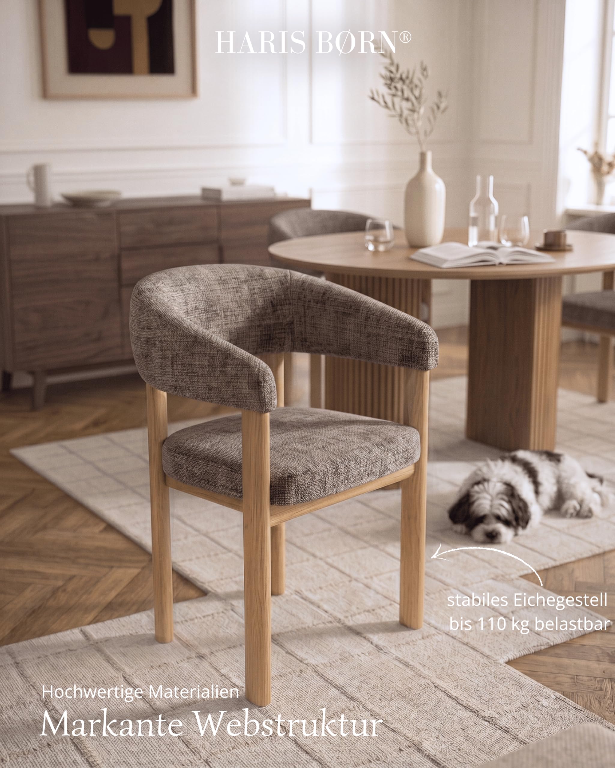Esszimmerstühle (2er Set) Braun mit Armlehne - Polsterstuhl aus Eiche - Stühle Esszimmer, Esstisch Stühle, Essstühle & Küchenstühle - Esszimmerstuhl 30 Tage testen
